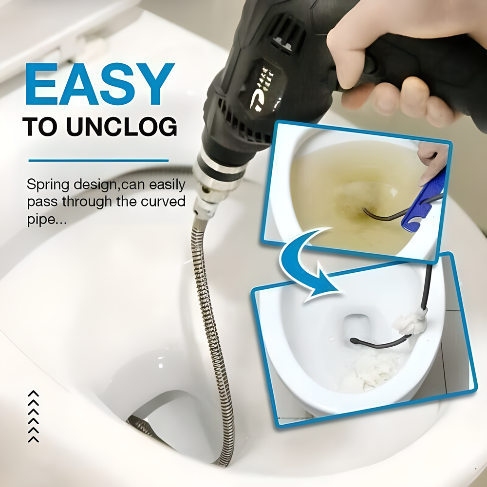 Drain Dredging Drill-Powered Unblocker - Effortlessly unclog sinks, bathtubs, toilets, and more with this versatile plumbing tool