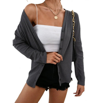 Comfy, cosy grey cardigan with a single-breasted design, perfect for everyday wear in New Zealand