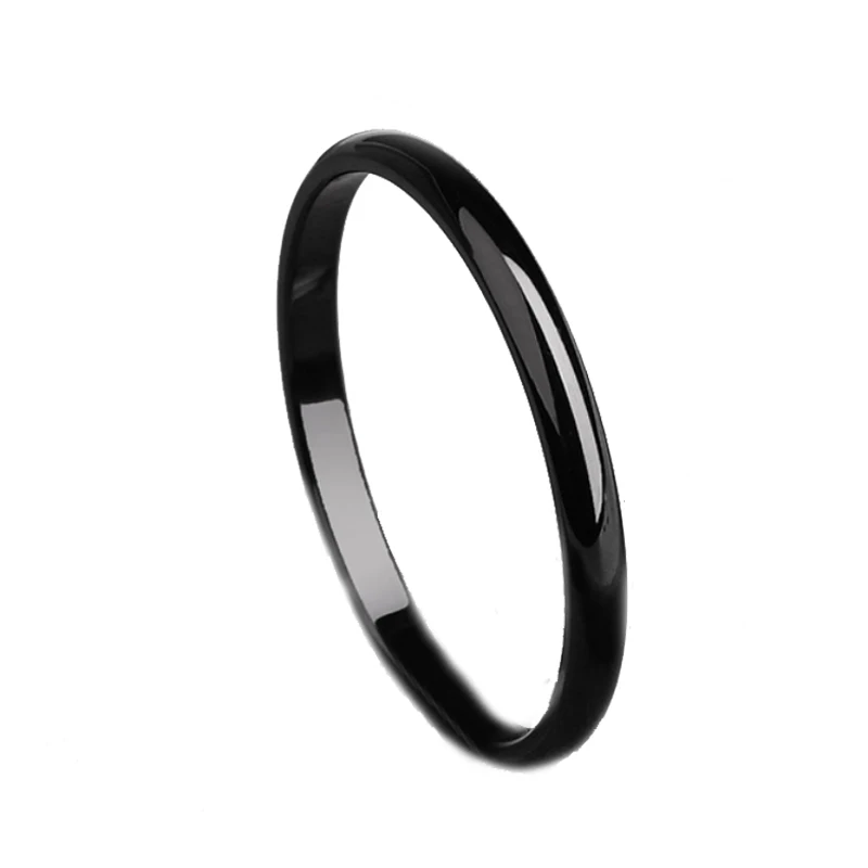 Elegant one-piece unisex ring with a thin 2mm band in four stylish colours: silver, gold, rose gold, and black