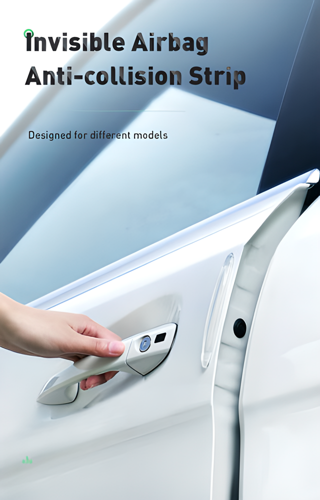 CarGuard Car Door Protection Bumper Strip in transparent color, protecting a car door from dents and scratches