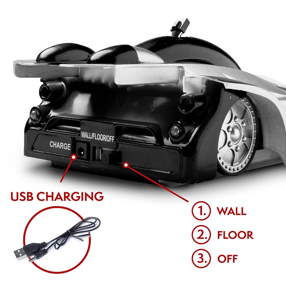 Gravity-defying RC wall climbing race car with suction technology, racing on a smooth surface