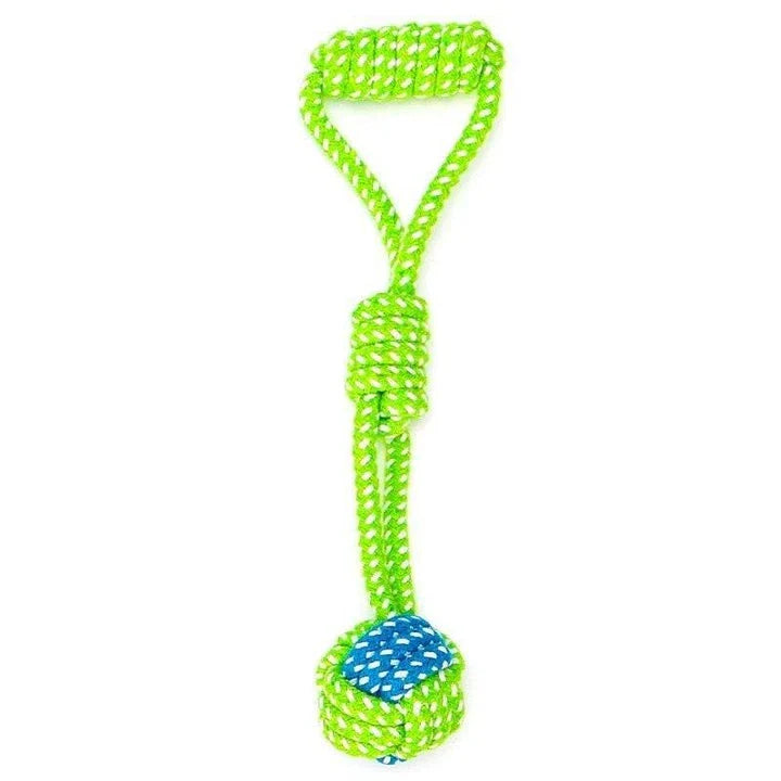 Eco-friendly cotton rope toy for Kiwi pets, available in green and orange colors