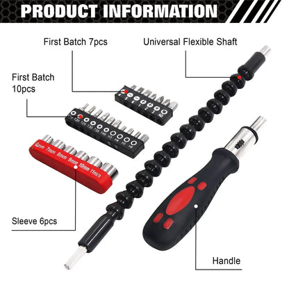 Flexible Shaft Drill Bit Extension - A versatile power tool accessory for accessing tight spaces in computer maintenance, furniture repair, and appliance servicing.