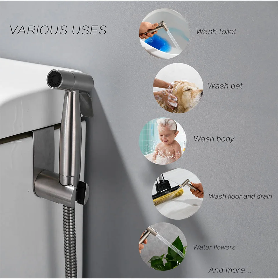 Elegant stainless steel bidet sprayer with adjustable water pressure for a refreshing bathroom experience