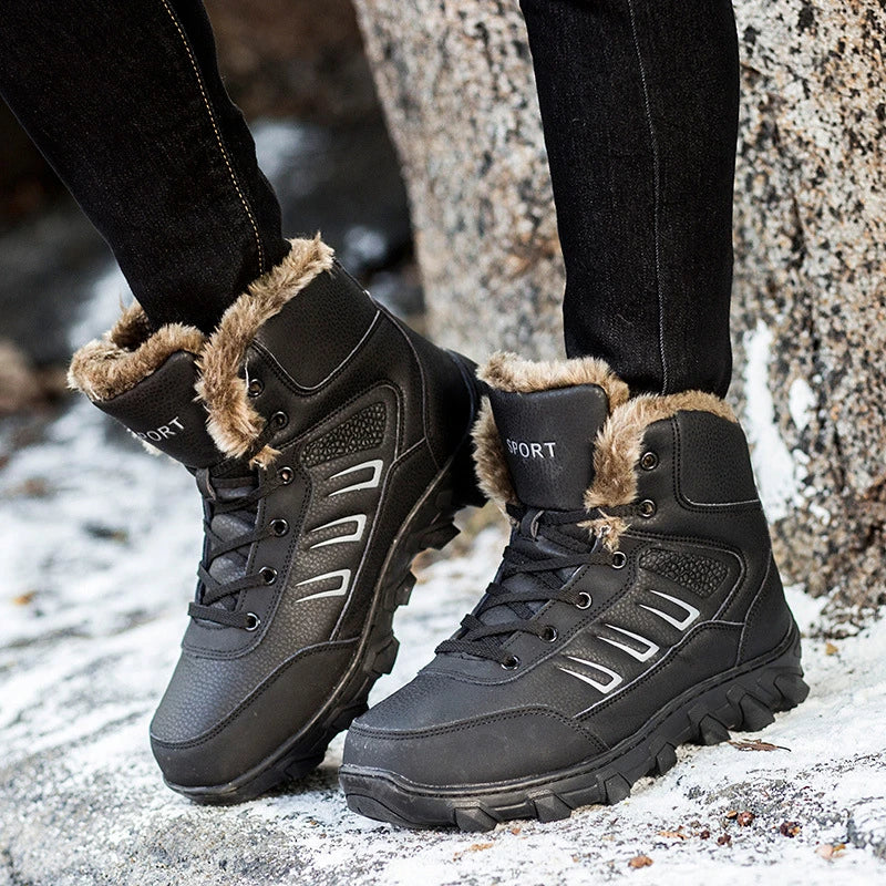 Warm, cosy and stylish high-top winter boots for Kiwi men, featuring a microfiber upper, rubber sole, and unique embossed design.