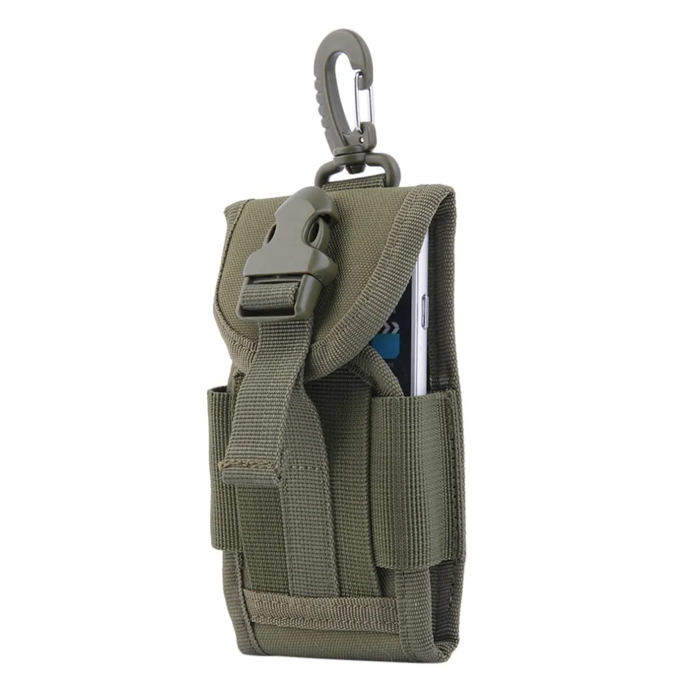 Tactical Mobile Phone Pouch made of durable Oxford fabric with secure zippered closure and versatile clip-on design for outdoor activities and everyday use