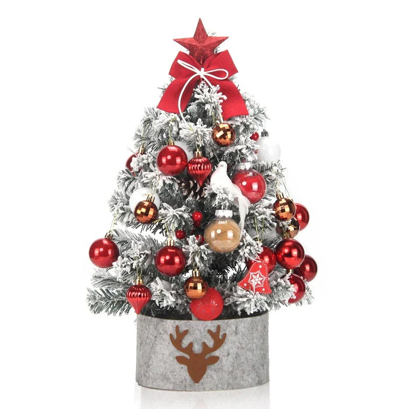 Festive flocked snow tree decoration in pink or red, perfect for Kiwi Christmas decor