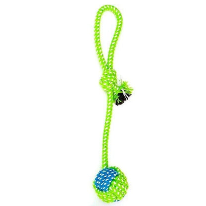 Eco-friendly cotton rope toy for Kiwi pets, available in green and orange colors