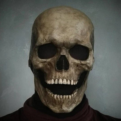 Bone-Chilling Full Head Skull Helmet with Movable Jaw - Premium Halloween Disguise