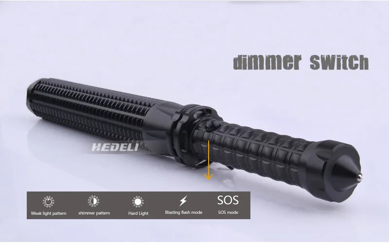 Rugged Tactical Torch Baton with adjustable length, bright CREE LED light, and waterproof, skid-proof design for versatile use in New Zealand