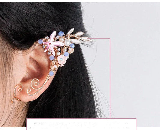 Vintage Chinese-inspired floral earrings with a comfortable non-pierced design, crafted from high-quality materials for long-lasting wear.