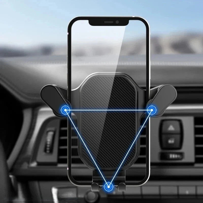 360-degree rotation car phone holder with secure hook-type base and arc groove design for stable and hands-free smartphone use while driving