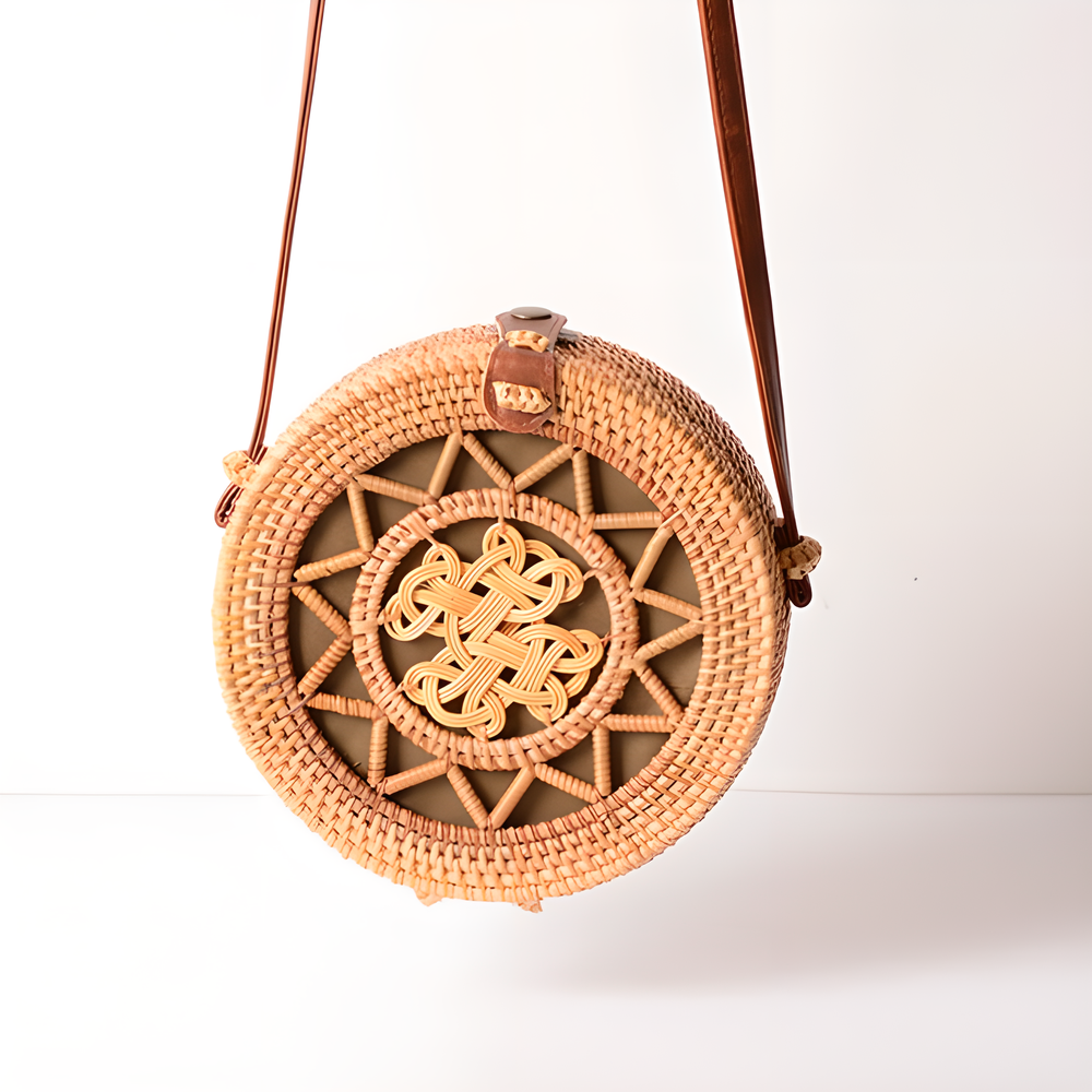 A collection of hand-woven tropical straw purses in various shapes, sizes, and designs, perfect for Kiwi summer style.