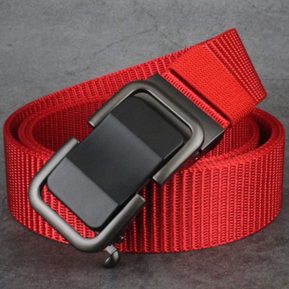 Automatic Buckle Canvas Designer Belt in various colours, featuring a micro-adjustment buckle and durable construction for active New Zealand lifestyles.