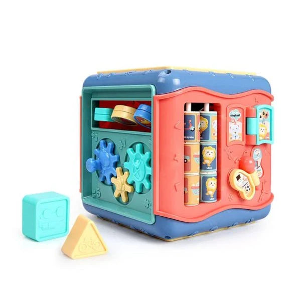 Baby Hexahedron Educational Toys with six-sided structure, interactive games, and vibrant colors to stimulate cognitive and fine motor skills development.