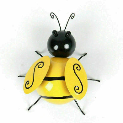 Decorative metal bumble bee garden ornament in a modern, nature-inspired design