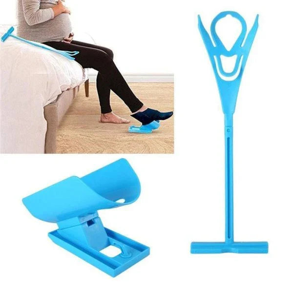 Easy Sock Slider, a device that allows users to effortlessly put on and remove socks without bending or stretching.