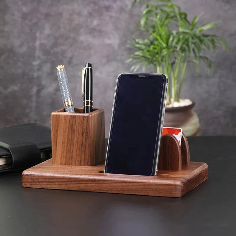 Shopfluxpro NZ Elegant Solid Wood Multifunctional Desk Organizer