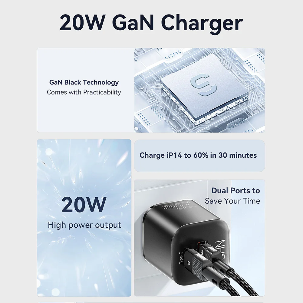 Essager 20W GaN Dual Port Fast Charger - Powerful and Compact Charging Solution for Kiwi Lifestyles