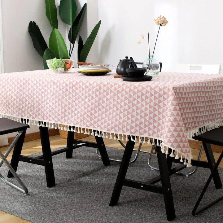 A stylish Nordic-inspired cotton tablecloth in various sizes, suitable for Kiwi homes and dining experiences.