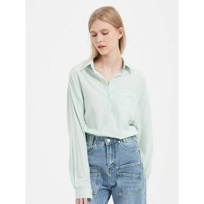 Elegant Long-Sleeve Button-Up Blouse in a variety of classic colours, perfect for the style-savvy Kiwi woman.