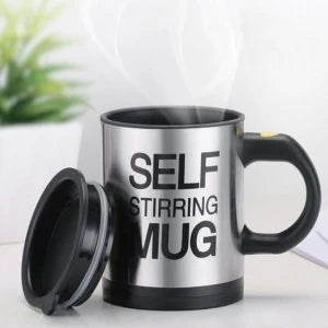 Automatic Stirring Glass Lazy Electric Mug made of premium stainless steel with a leak-proof design and quiet operation for effortless blending of coffee, milk, and other beverages.