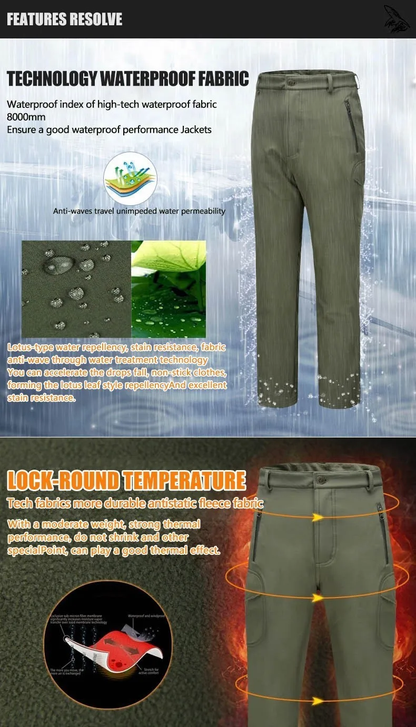 Tactical Soft Shell Waterproof Winter Jacket and Pants Set in 8 Colour Options: Gray, Green, Tree, Cp, Acu, Mud, Camo, and Black