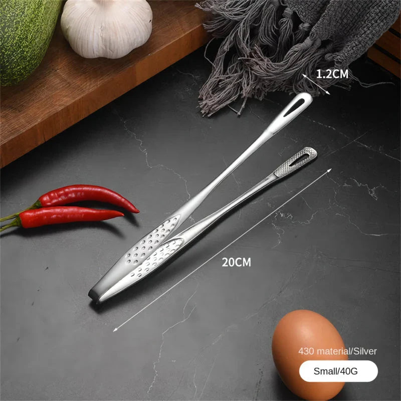 Premium 304 stainless steel grill tongs with a sleek, modern design for secure gripping and easy cleaning