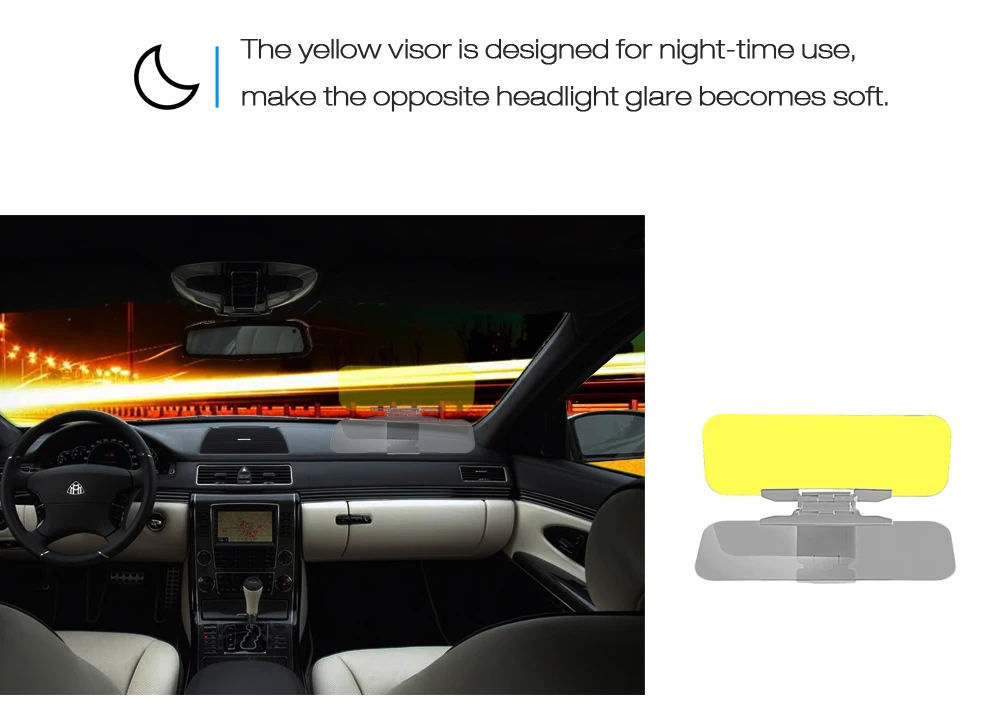 Glare-Blocking HD Car Sun Visor with Dual-Panel Design for Day and Night Driving