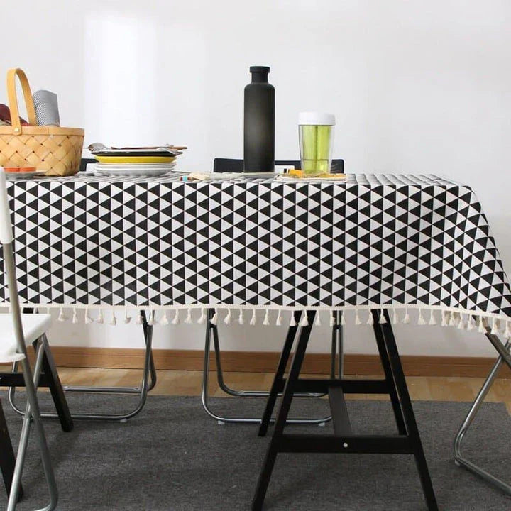 A stylish Nordic-inspired cotton tablecloth in various sizes, suitable for Kiwi homes and dining experiences.