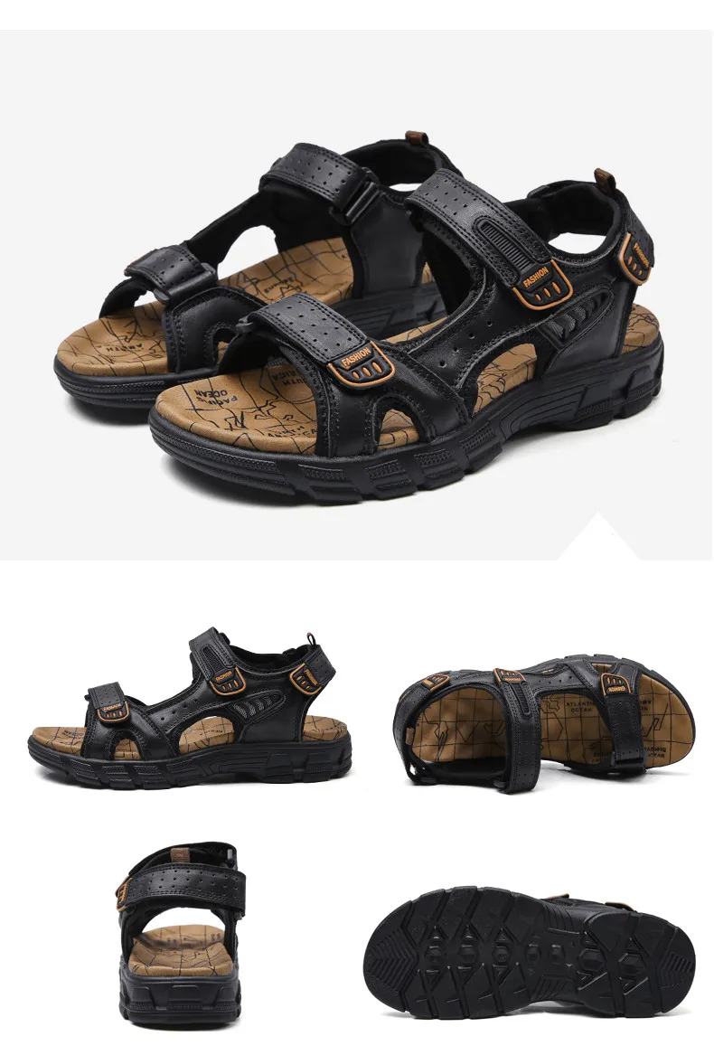 Premium genuine leather sandals with adjustable straps and rubber outsole for outdoor adventures in New Zealand