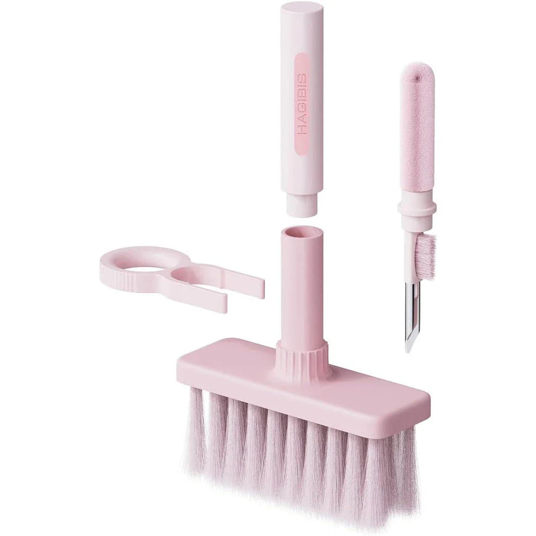 5-in-1 Keyboard and Earphone Deep Cleaning Kit with nylon brush, flocking sponge, and key puller