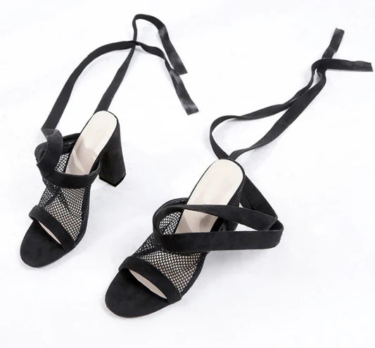 Stylish high heel sandals with flock upper, cross-strap design, and super high heel for a glamorous, Kiwi-approved look.