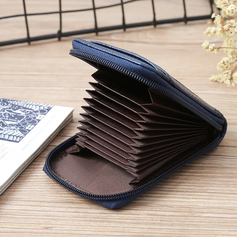 Compact PU leather wallet with multiple card slots, cash slots, and external pockets for easy organization