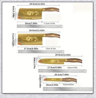 Titangold Designer Titanium Kitchen Knife Set with premium stainless steel blades and innovative titanium coating for enhanced corrosion resistance and durability.