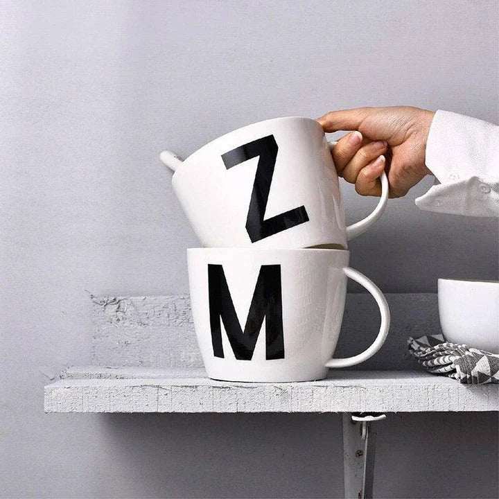 Personalized Initial Ceramic Mug with Sleek Minimalist Design and Eco-Friendly Materials