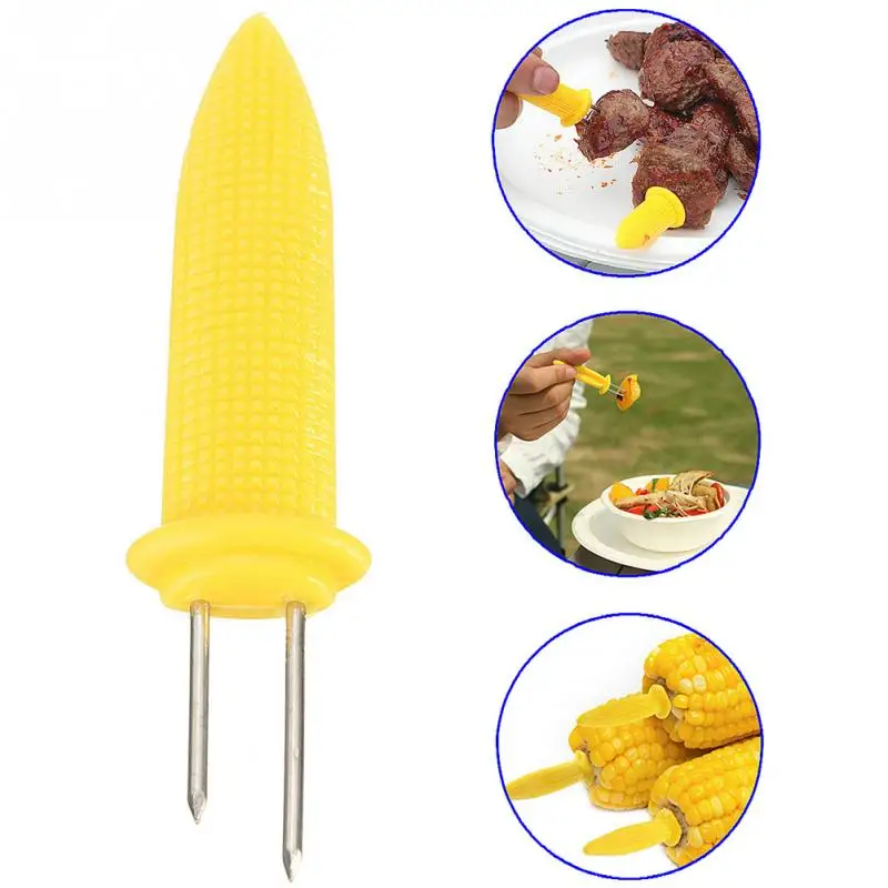 Premium stainless steel corn holders in vibrant yellow colour, perfect for outdoor BBQs and gatherings in New Zealand