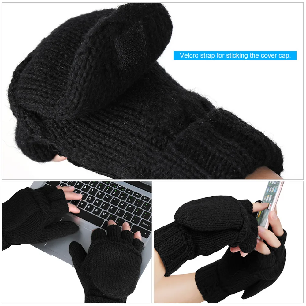 Warm and convenient woollen fingerless gloves with flip-top mittens in a range of neutral colours