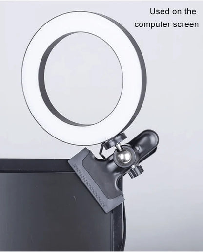 A durable, adjustable computer light ring with multiple color settings to enhance focus and productivity