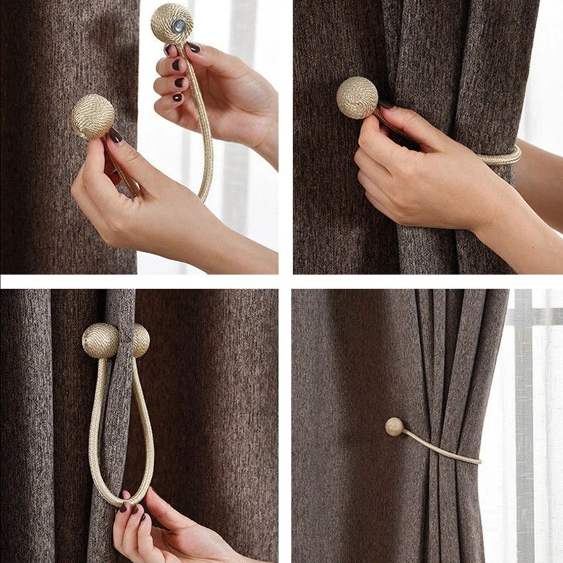 Magnetic curtain tie-backs in various NZ-inspired colours for easy window customisation