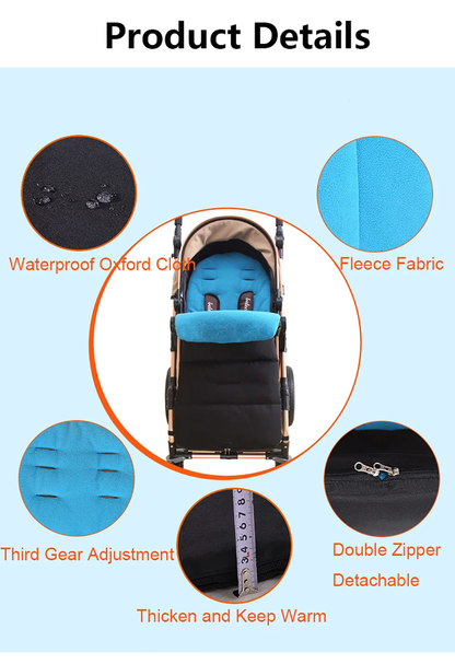 Cosy winter footmuff for baby stroller or pram, designed to keep your little one warm and comfortable during outdoor adventures.