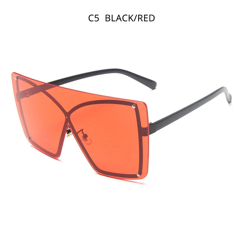 Fashionable Oversized Flat Top Sunglasses with a sleek, rimless design and gradient lenses for style and UV protection