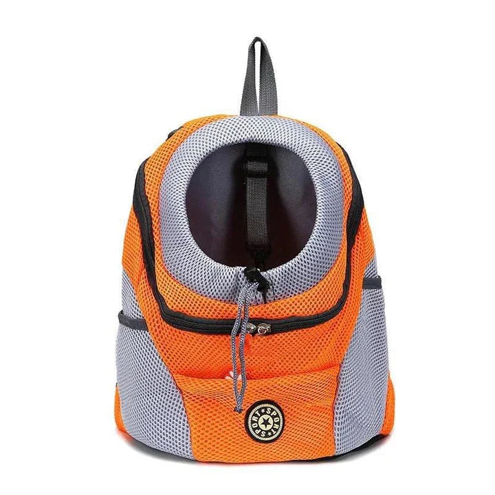 A compact dog carrier backpack with a head hole for your small dog to enjoy the ride comfortably and securely.