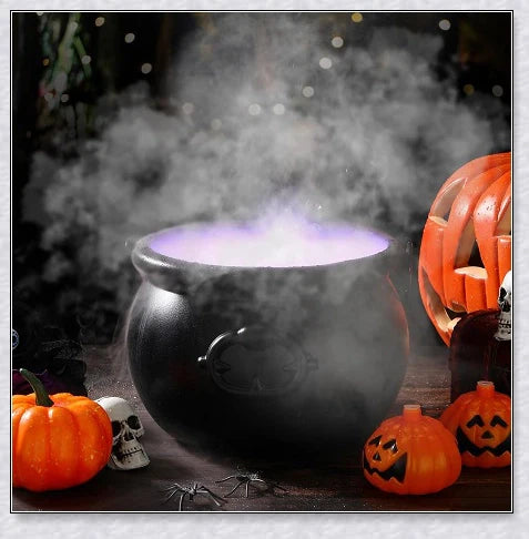 A bewitching Halloween mist maker with color-changing LED lights, perfect for setting a spooky atmosphere in your Kiwi home.