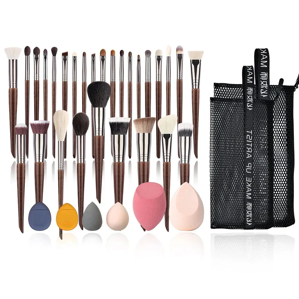 OVW Natural Makeup Brushes Set with 24 high-quality brushes for flawless makeup application