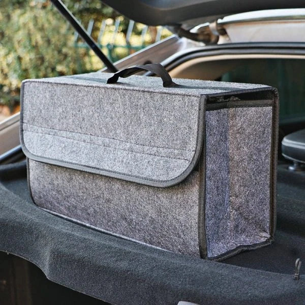 Premium felt foldable car storage box for organizing car interior items and accessories