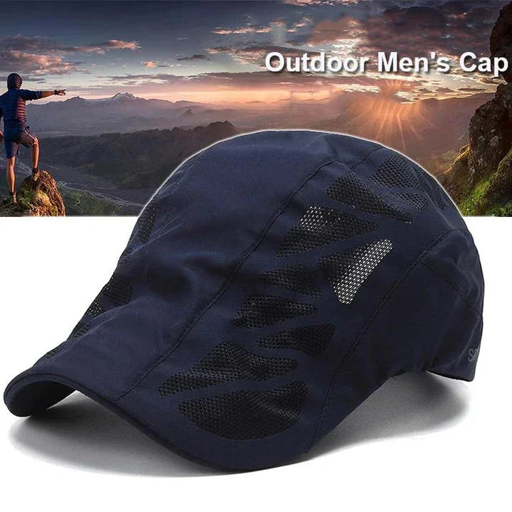 Breathable mesh summer beret cap in gray, designed for comfort and sun protection during outdoor activities