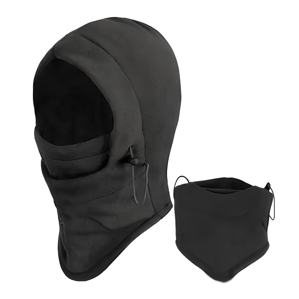 Thermal fleece face mask with full head, neck, and face coverage for winter protection