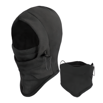 Thermal fleece face mask with full head, neck, and face coverage for winter protection