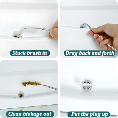 5-piece refrigerator drain hole cleaning kit with stainless steel brush, suction hose, and plastic scraper for thorough appliance maintenance